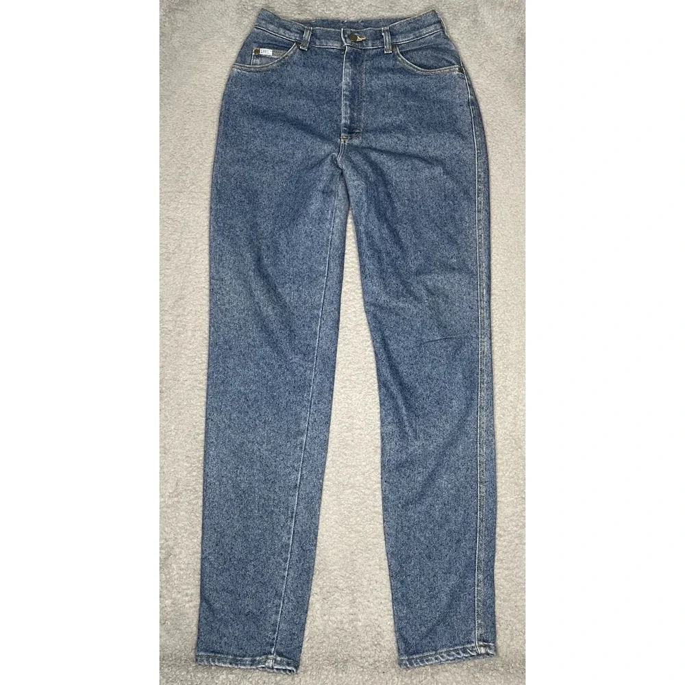 Vintage Mr Lee Rider Jeans Womens 29 1/2x34 Long Straight‎ Leg Denim Snake Wash